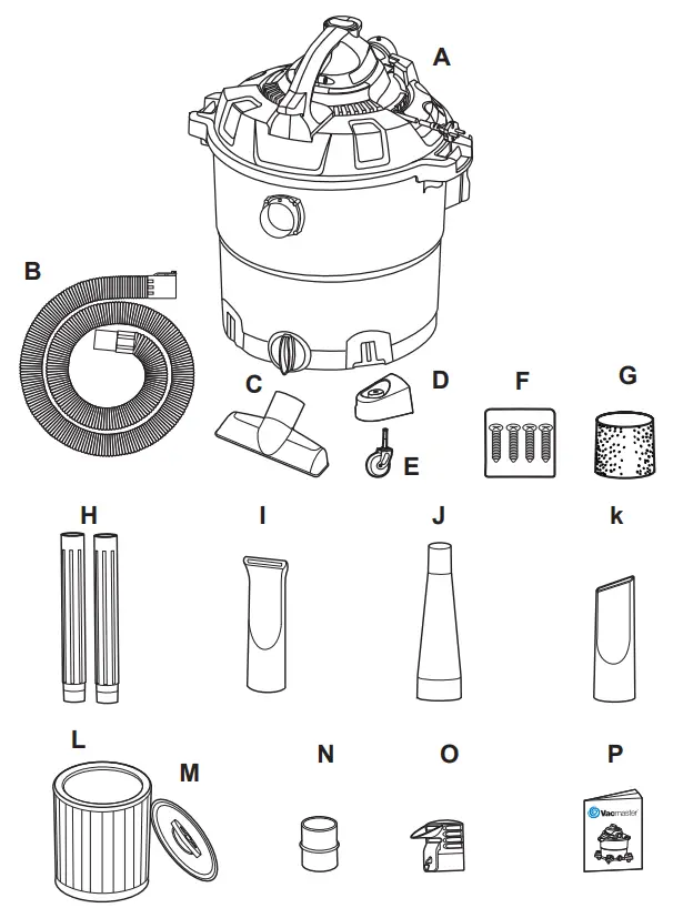 Vacmaster VJH1211PF 0201 Wet or Dry Vacuum Cleaner with Detachable Blower - contents from the box