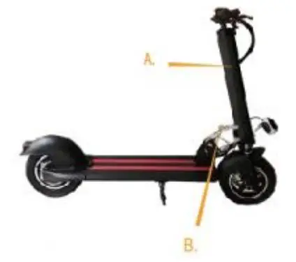 W-TEC 500W 10 Inch Tenmark II Folding Electric Scooter - Slowly raise handlebars A until they are locked B
