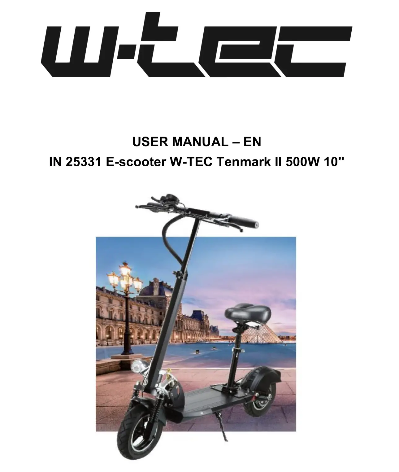 W-TEC 500W 10 Inch Tenmark II Folding Electric Scooter User Manual