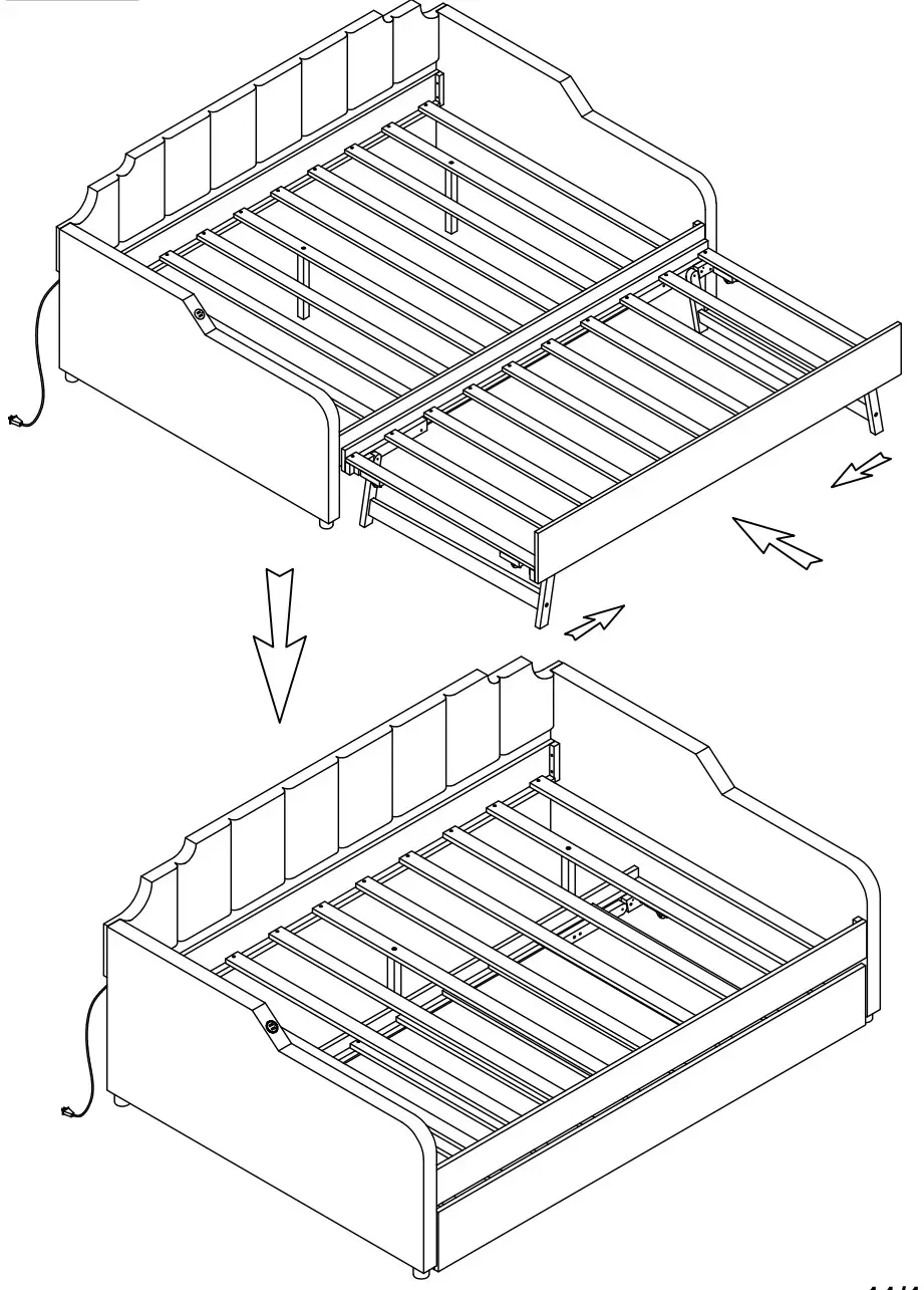 ModernLuxe WF299339 Full Size Upholstery Daybed with Trundle and USB Charging Design - assembly 11