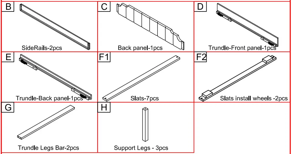 ModernLuxe WF299339 Full Size Upholstery Daybed with Trundle and USB Charging Design - parts 2