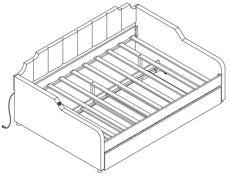ModernLuxe WF299339 Full Size Upholstery Daybed with Trundle and USB Charging Design