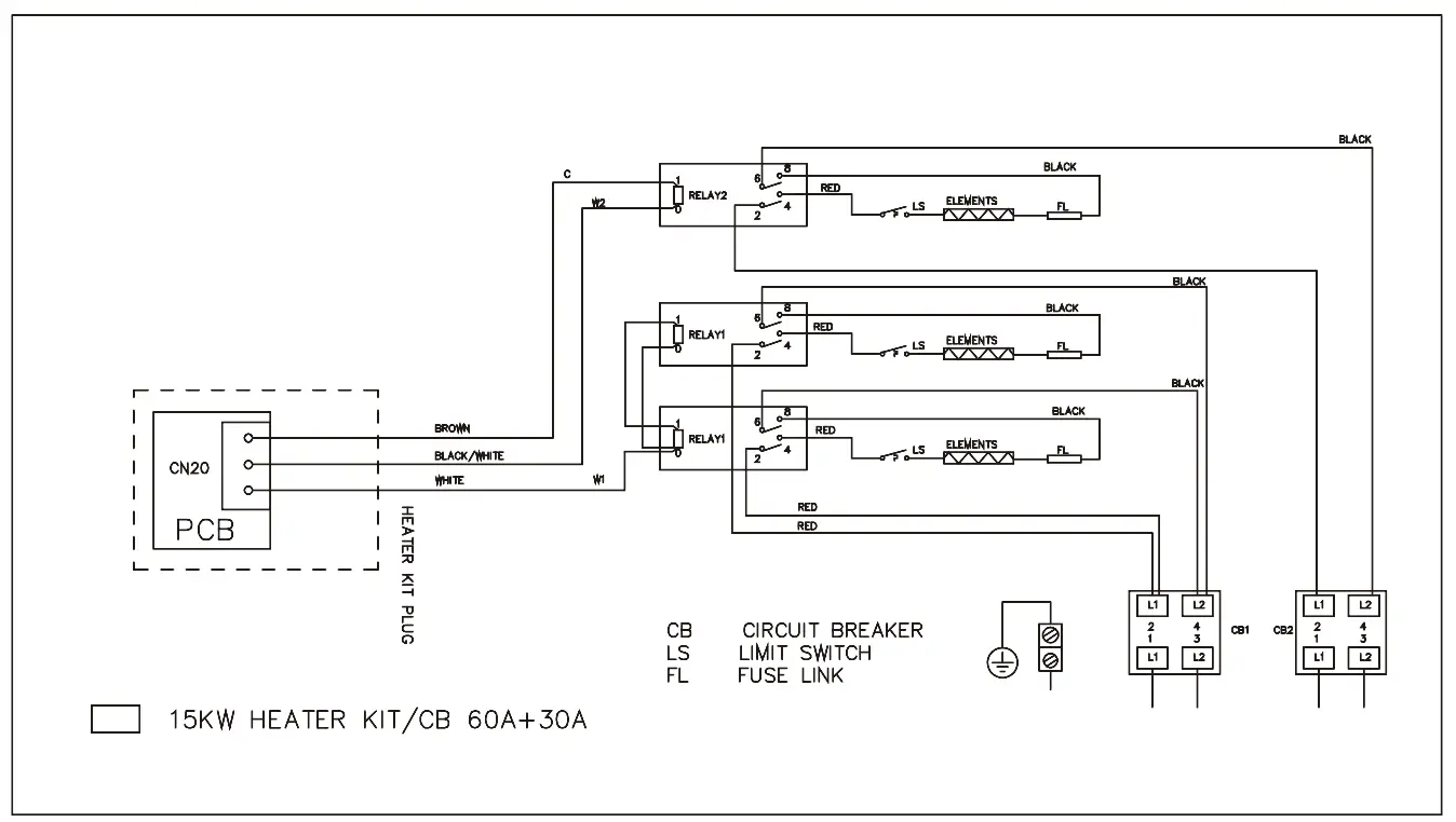 Wiring diagram for 15KW electric heat 