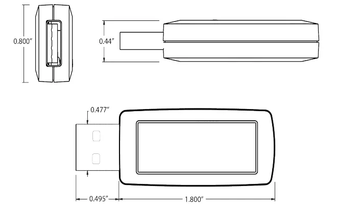 DIGI XBee 3 USB Adapter - dimensions