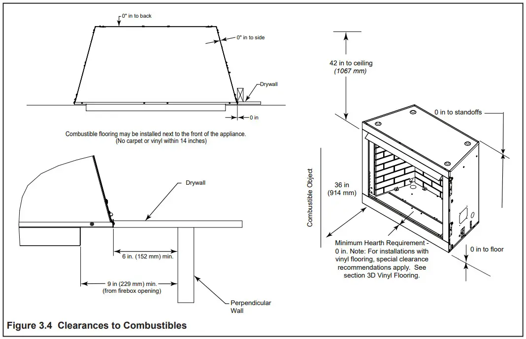 outdoor lifestyles VOFB42-H Outdoor Fireplace - Clearances to Combustibles