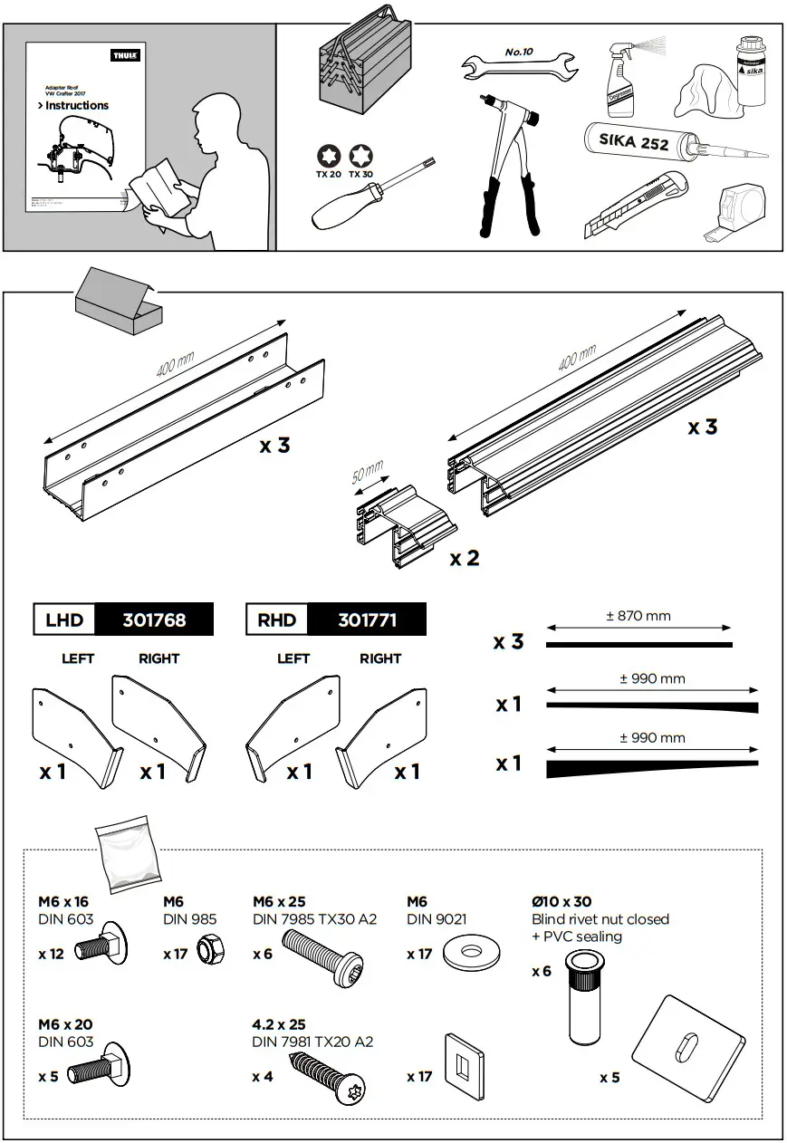 THULE VW Crafter 2017 Adapter Roof - FIGURE 1