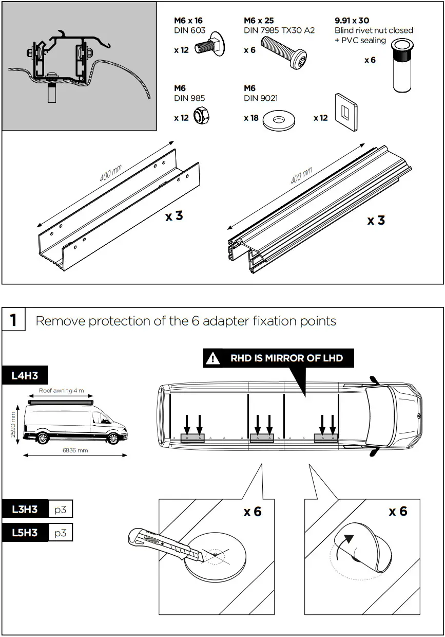 THULE VW Crafter 2017 Adapter Roof - FIGURE 4