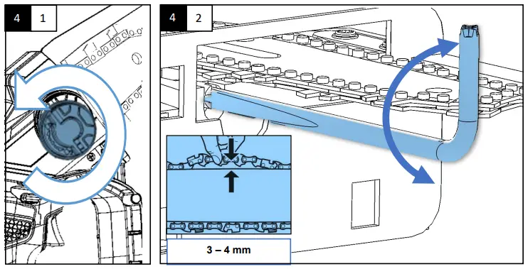 Tension the saw chain