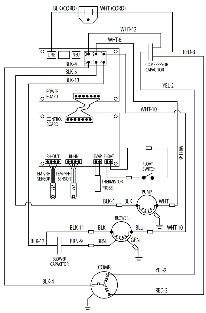 PHOENIX 617B DryMAX BLE LGR Dehumidifier - Wiring Diagram