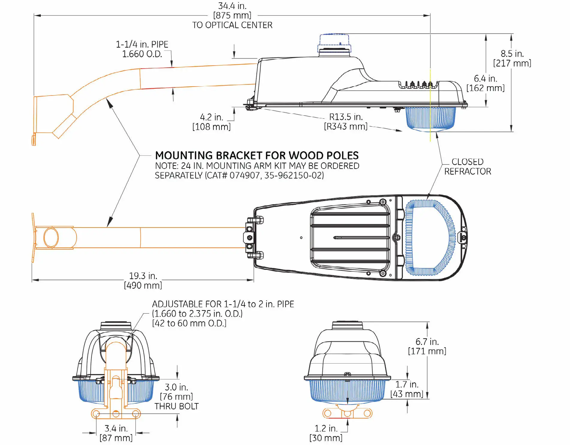 EVOLVE E2SC LED Roadway Security Light - Mounting 1