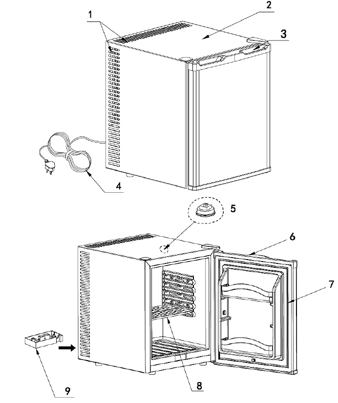 HotelMate MC35E Semi Conductor Fridge 4