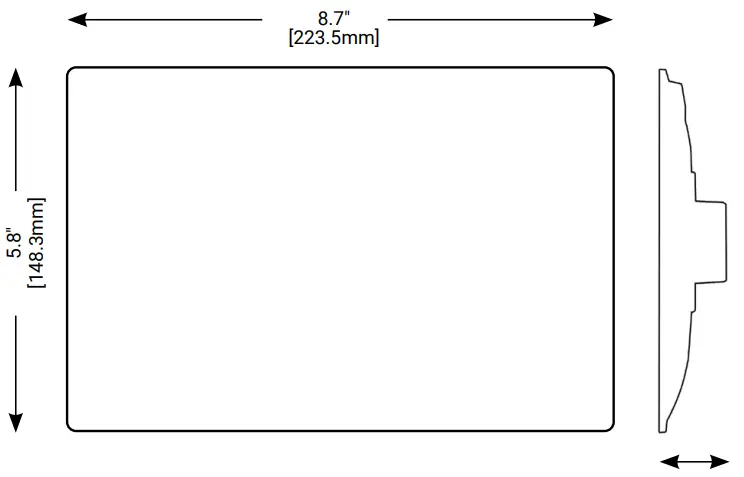 COOPER Lighting Solutions TSE80 B NA 8 Inch LCD Color Touchscreen - Dimensional and Mounting Details
