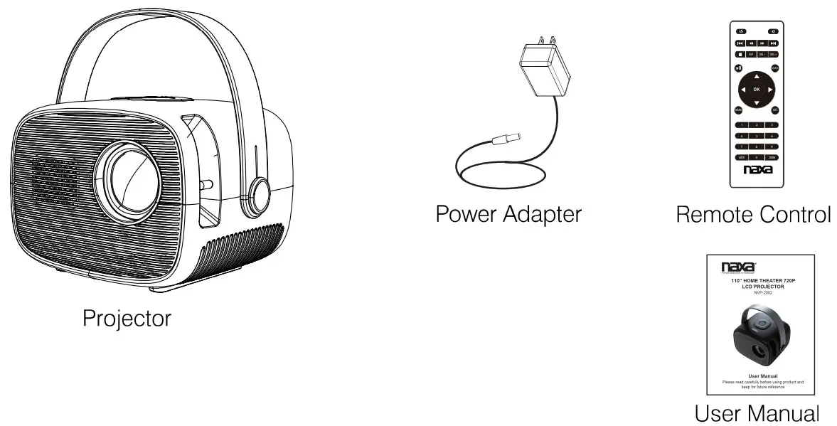 naxa NVP 2002 110 Inch Home Theater 480P LCD Projector - fig