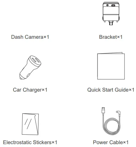 Maction Technologies P300 Por Dash Camera - Packing List