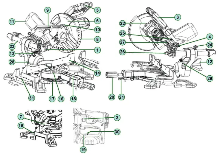 FERRIDA FRD-MS2115SE Miter Saw - DESCRIPTION