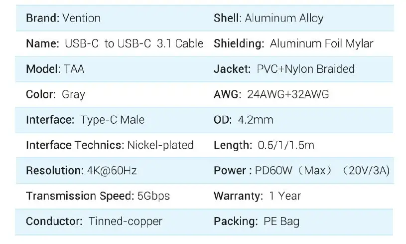 VENTION-TAAHD-Cotton-Braided-USB-C to-USB-C 3.1-Cable-14