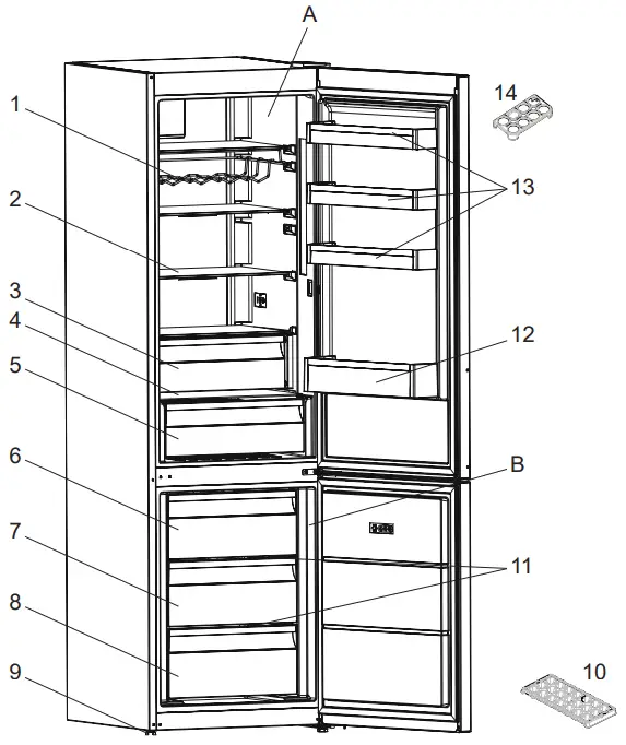 AEG RCB736E3MB Freezer Fridge - COMPARTMENTS