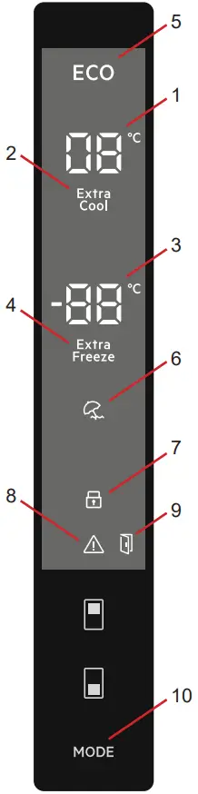 AEG RCB736E3MB Freezer Fridge - Control Panel