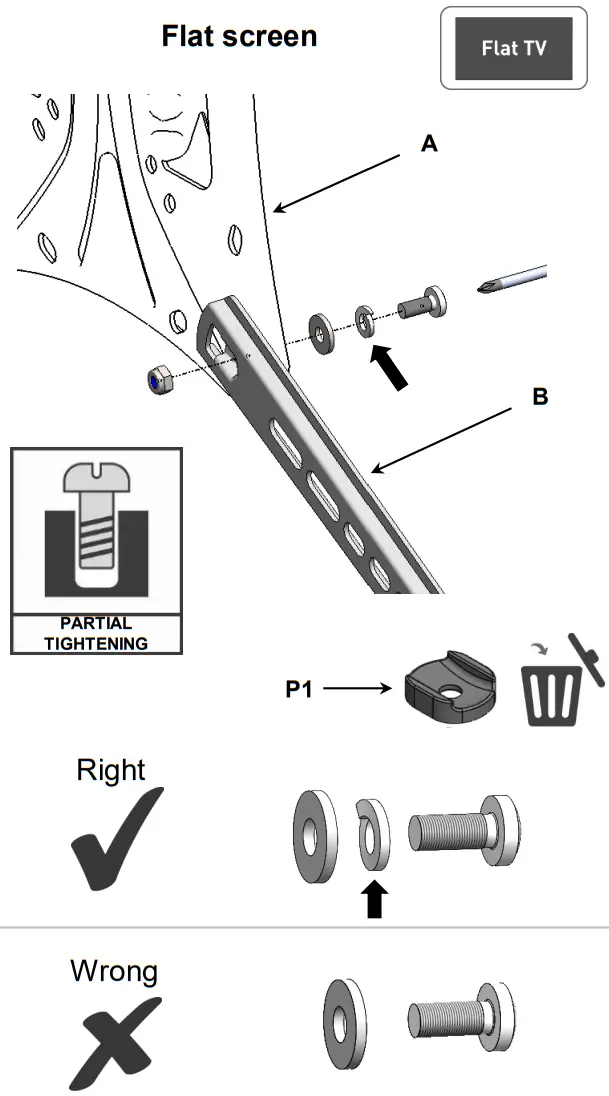 Connect the TV plate to the back of the TV