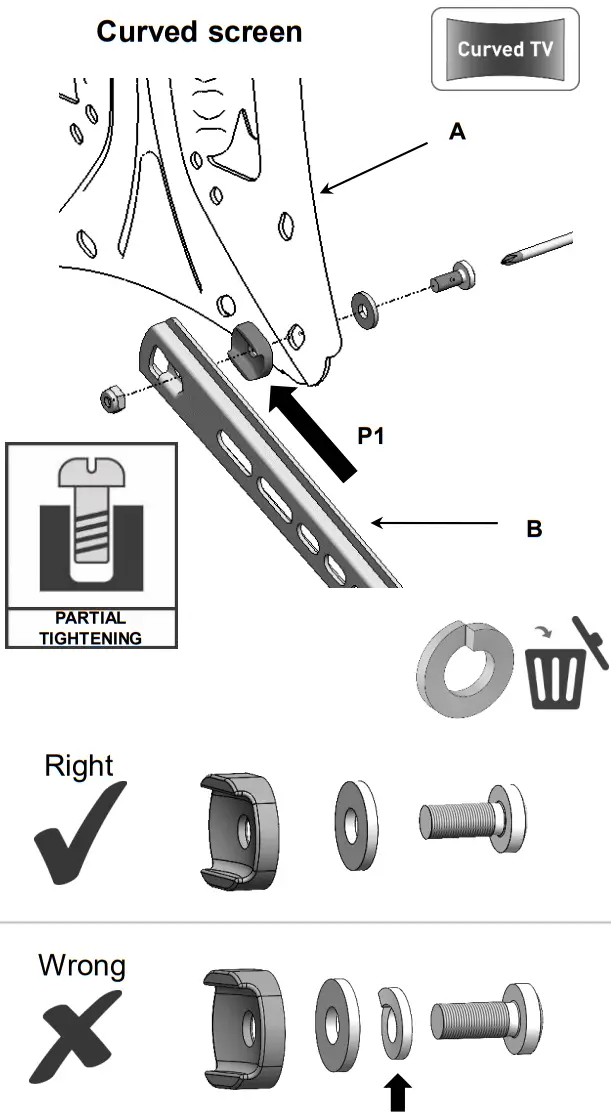 Connect the TV plate to the back of the TV