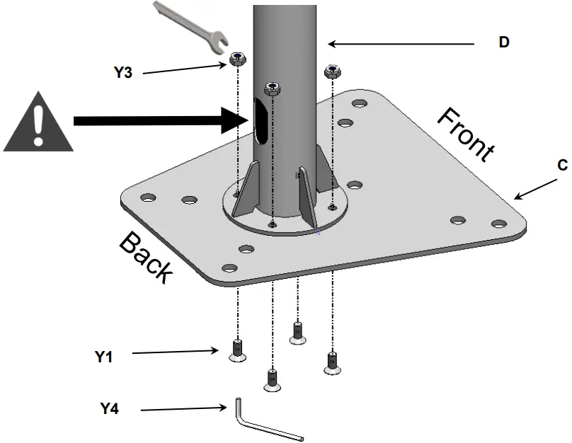 Connect the TV plate to the back of the TV