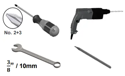 Included Hardware not to scale