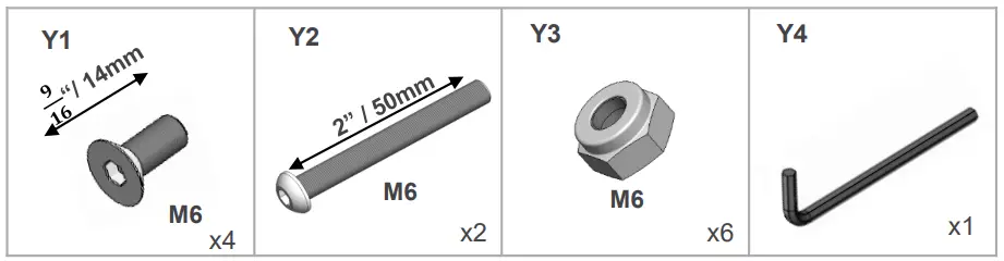 Included Hardware not to scale