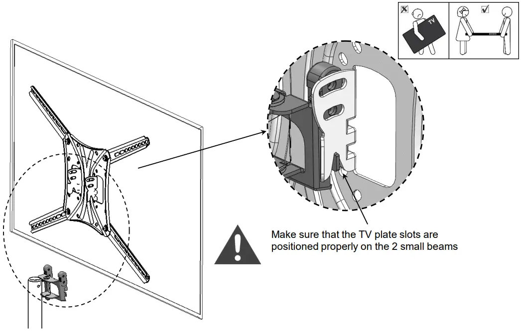 Connect the TV plate to the back of the TV