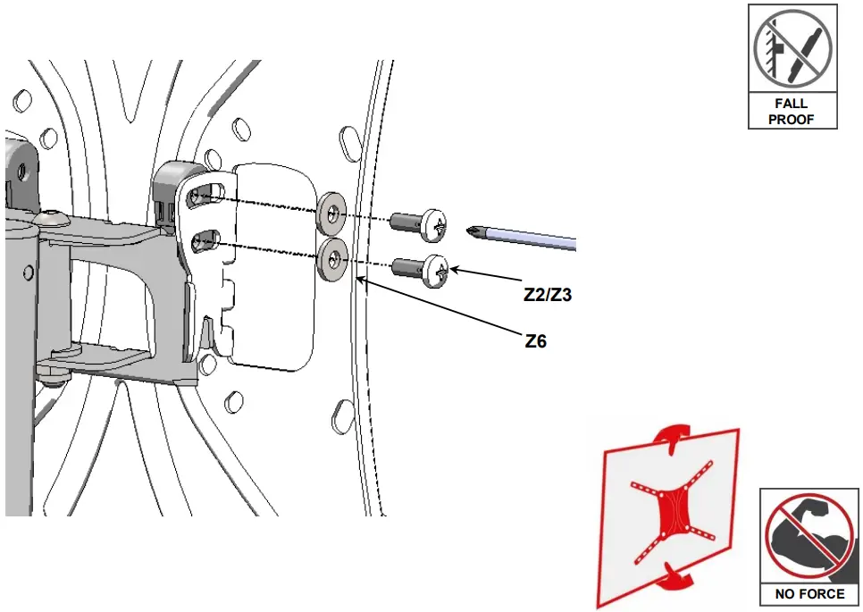 Connect the TV plate to the back of the TV
