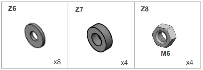 Included Hardware not to scale