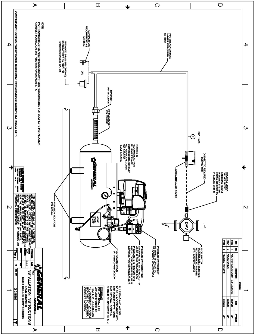 GENERAL AIR PRODUCT Q Advance Series Riser and Tank Mounted Quiet Oilless Air Compressors - fig 7