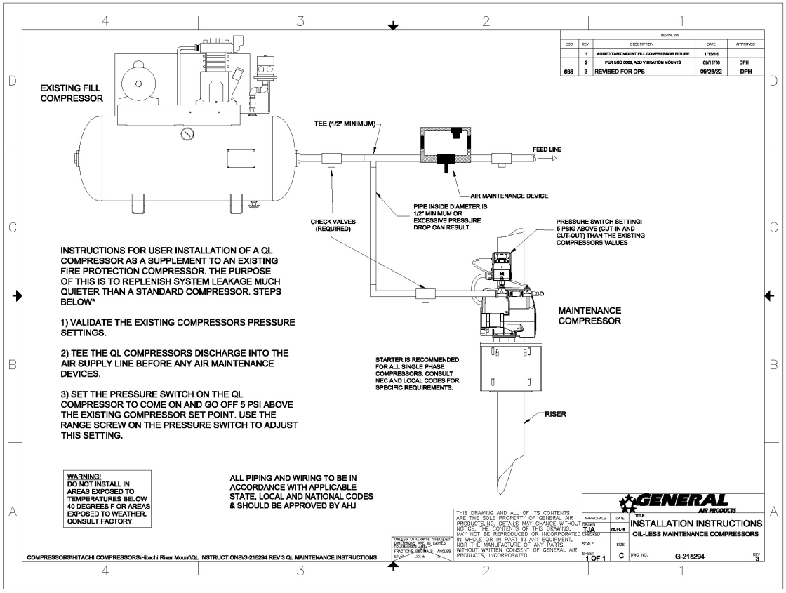 GENERAL AIR PRODUCT Q Advance Series Riser and Tank Mounted Quiet Oilless Air Compressors - fig 8