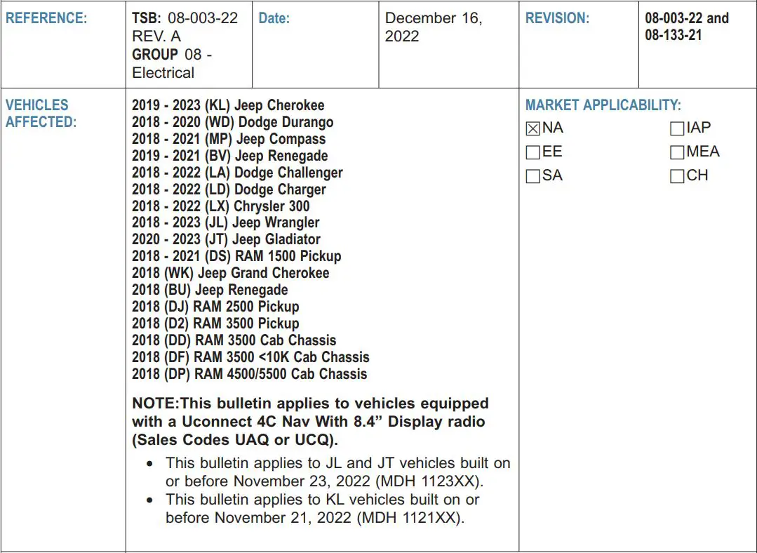 STELLANTIS UAQ Radio Software Level Screen User Manual - REFERENCE