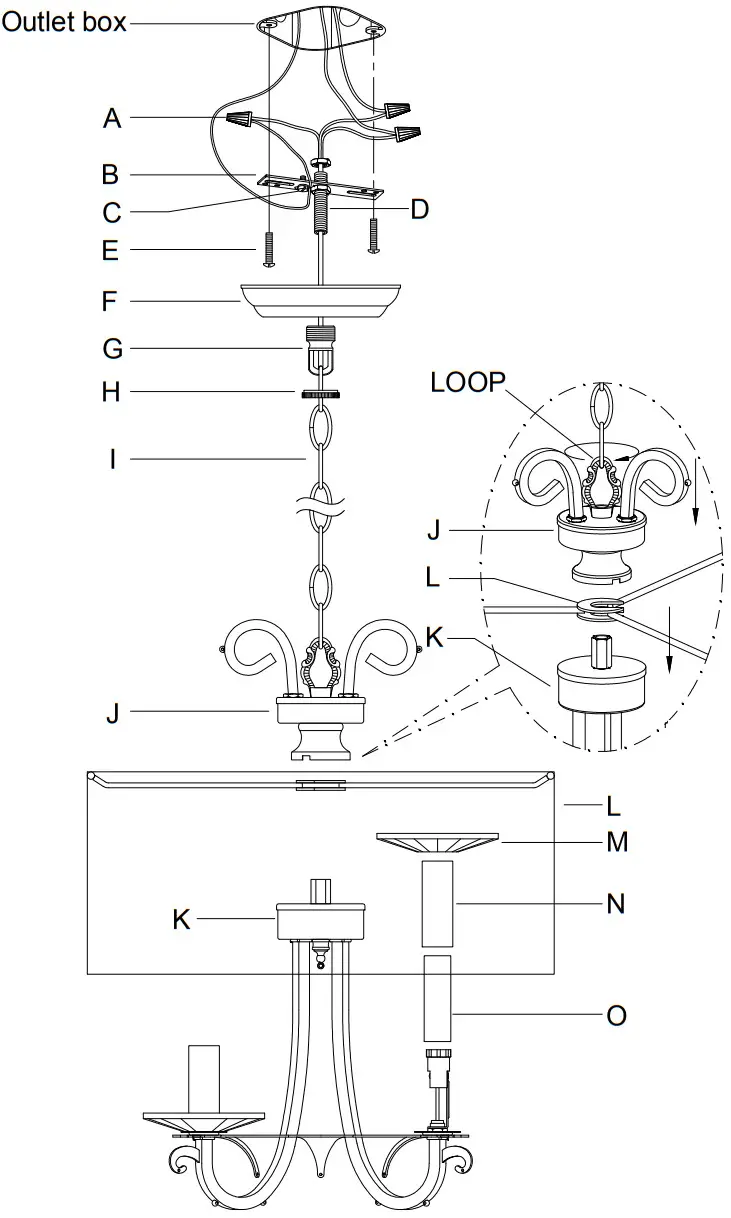 CRYSTORAMA 6623 VG CL MWP Othello Three Light Chandelier - Outlet box