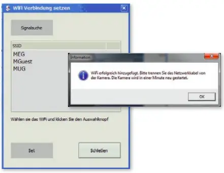 Camera setup via PC software