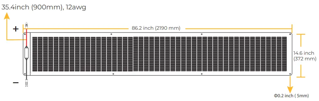 BougeRV LW152 CIGS Thin film Solar Panel - Solar Panel Dimension4