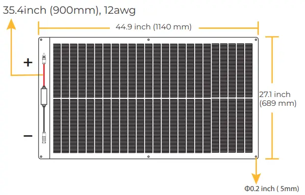 BougeRV LW152 CIGS Thin film Solar Panel - Solar Panel Dimension5