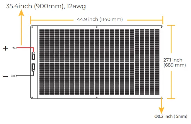 BougeRV LW152 CIGS Thin film Solar Panel - Solar Panel Dimension6