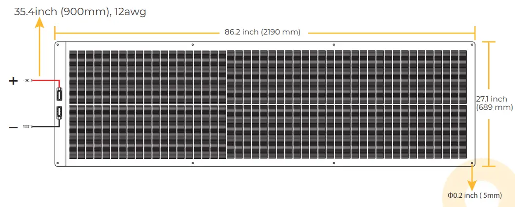 BougeRV LW152 CIGS Thin film Solar Panel - Solar Panel Dimension7