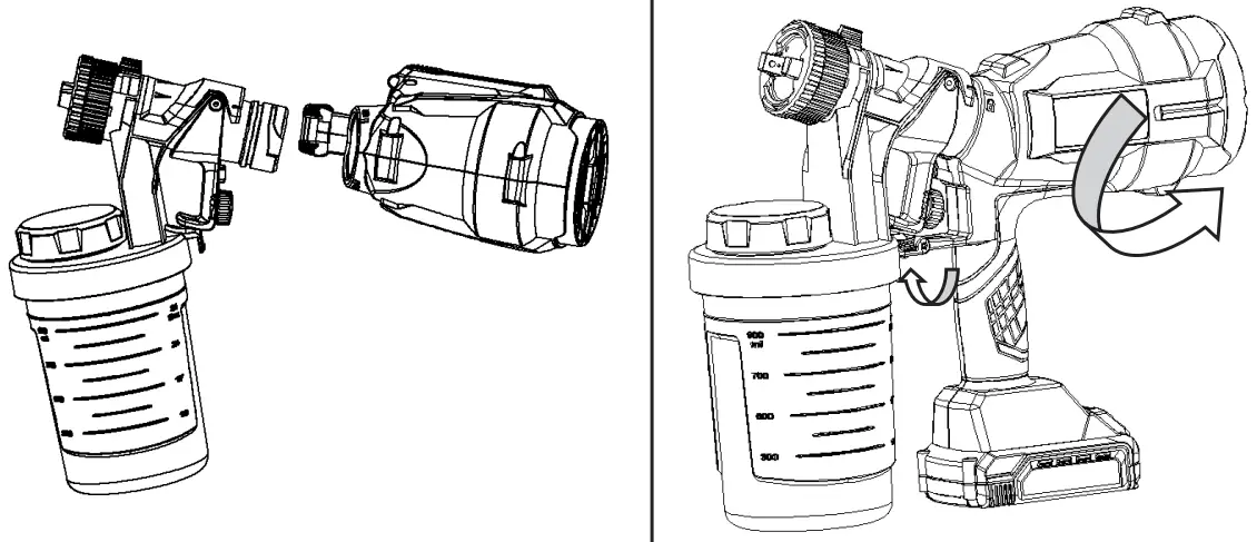 NORDIC SG L0118 18V Cordless Spray Gun - ASSEMBLY OF MAIN UNIT