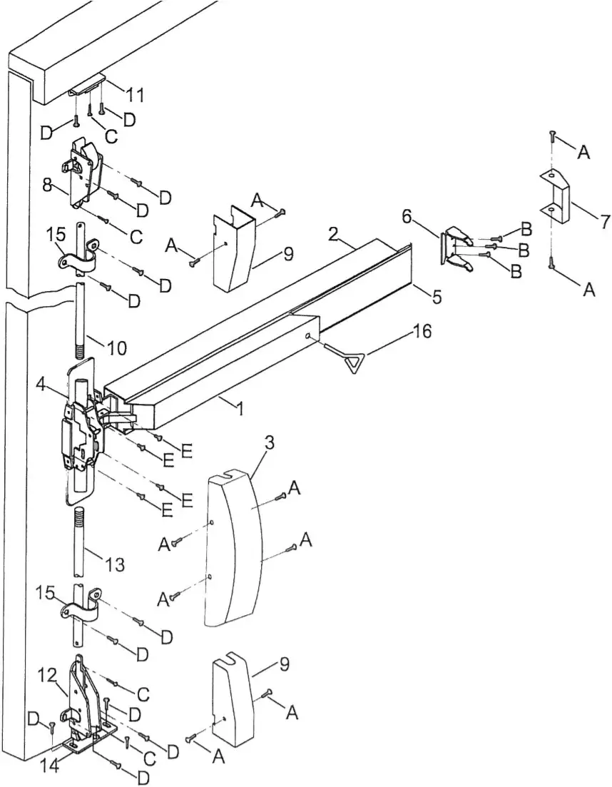 Tell Manufacturing 7400 Series Surface Vertical Rod a3