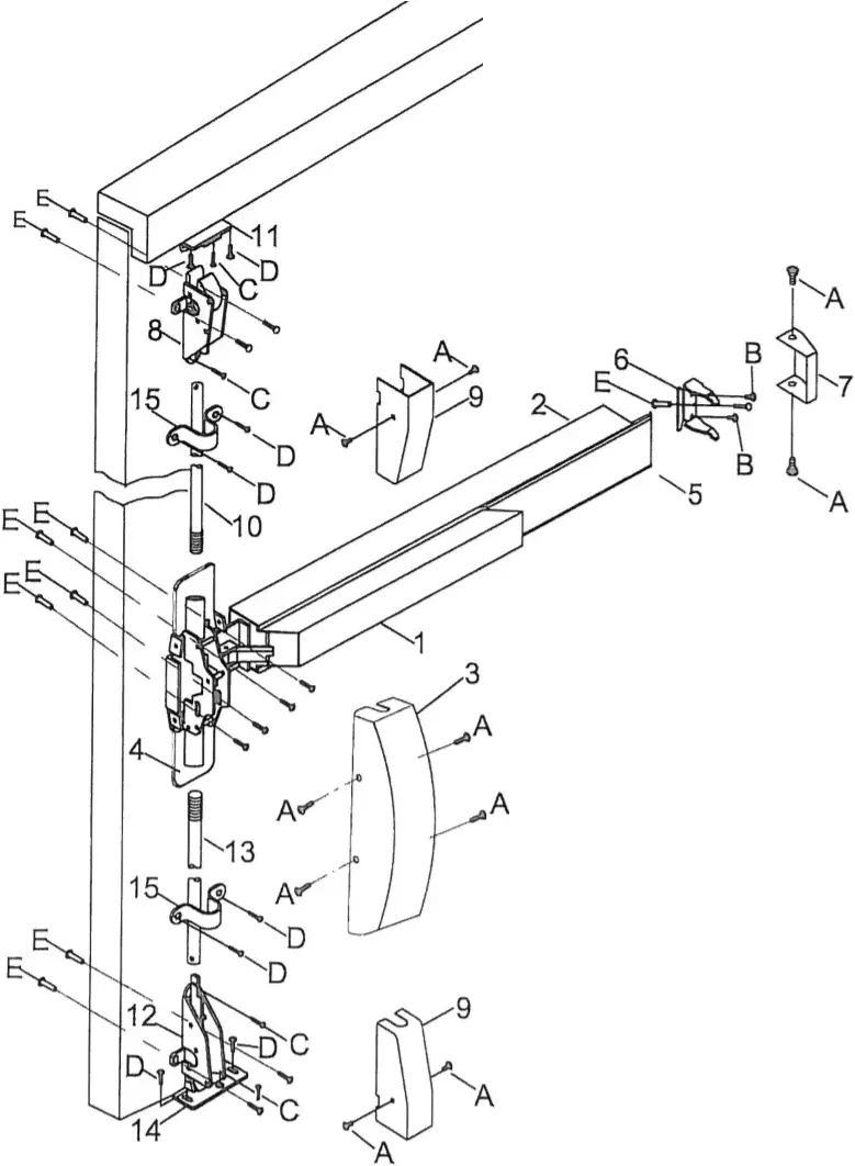 Tell Manufacturing 7400 Series Surface Vertical Rod a4