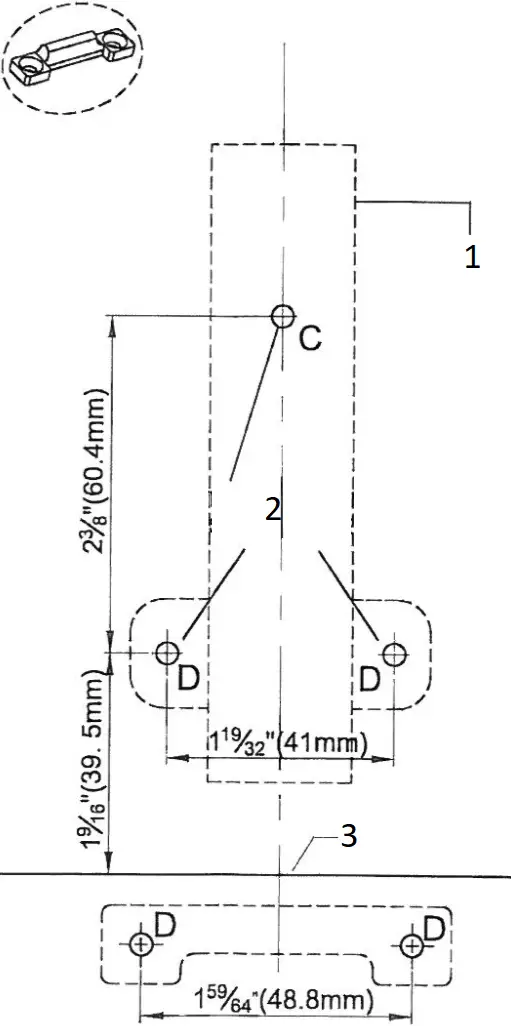 Tell Manufacturing 7400 Series Surface Vertical Rod d1