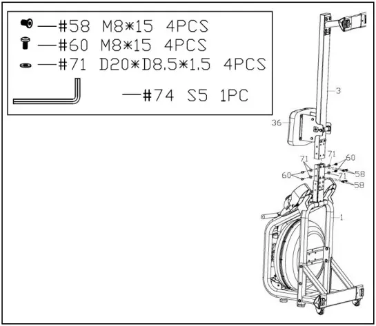 SUNNY HEALTH FITNESS SF RW5713 Smart Obsidian Surge 500 Meter Water Rowing Machine - ASSEMBLY 4