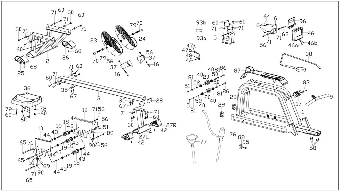 SUNNY HEALTH FITNESS SF RW5713 Smart Obsidian Surge 500 Meter Water Rowing Machine - DIAGRAM 2