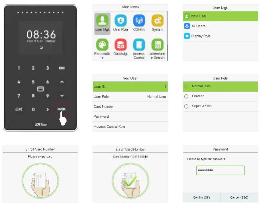 ZKTeco SC800 Touch Screen Access Control - Registering