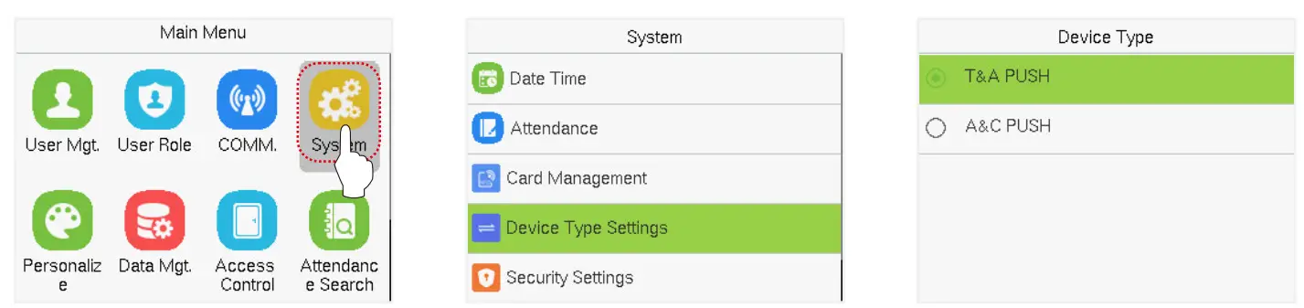 ZKTeco SC800 Touch Screen Access Control - Settings