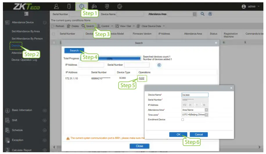ZKTeco SC800 Touch Screen Access Control - window