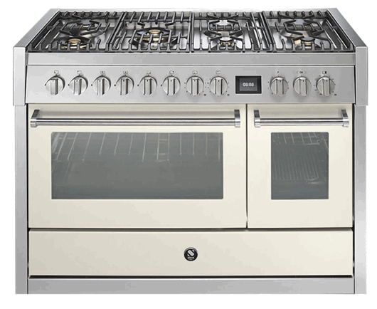 Steel GQ12SF-6M-NA Genesi 120cm Nuvola with Nickel Trim Dual Fuel Freestanding Cooker