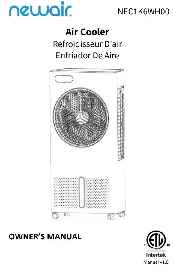 NewAir NEC1K6WH00 Portable Evaporative Cooler and Fan Owner's Manual
